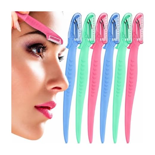 Nylea Eyebrow Razor Trimmer [Extra Precision] Disposable Facial Hair Shaper Remover, Dermaplaning Dermaplane Shaving Tool - Facial Shave Shaver with Precision Cover for Men & Women (6 Pack)