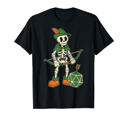 RPG Gamer Ranger Squelette Halloween D20 Dice Nerdy Geek T-Shirt