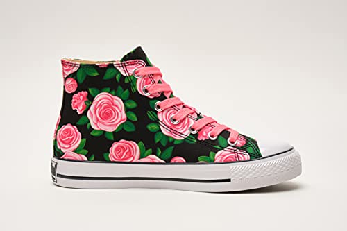 The Sneaker Land Women's High Top Canvas Shoes Casual Lace Up Fashion Sneakers With Water Resistant Art Painting Pink #TOP7