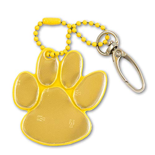 Funflector Safety Reflector - Paw Print - Gold - With Swivel Clasp - 1-Pack #TOP4
