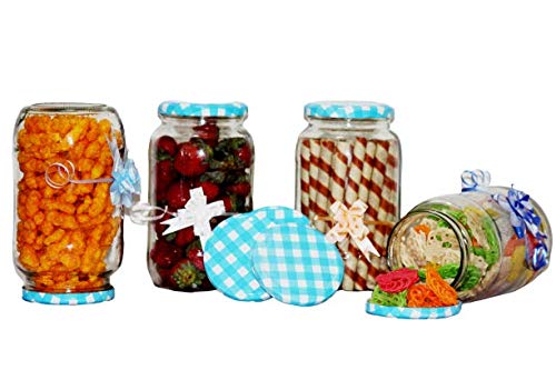 DRV Sales Glass Jar Round Shape,with Metal Color Cap Rust Proof Air Tight 1000 ml (BLUE, 4)