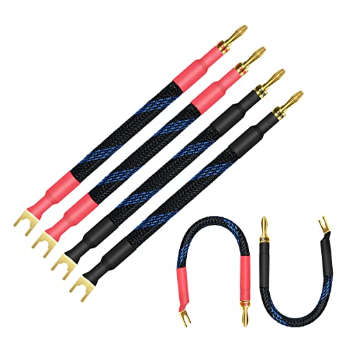 VVFLED 4 x HiFi OFC Spade to Banana Plug Speaker Wire