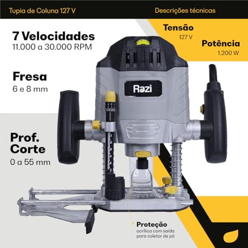 Razi Tupia de Coluna 127v, 1200W, 30.000 RPM, 55mm