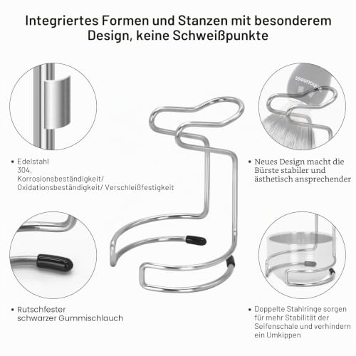 Tonhawness Rasierpinsel-Set für Herren, 3-in-1 Rasierpinsel-Set mit Nylonborsten-Rasierpinseln, 3-lagigem Edelstahl-Rasierbecken und Ständer-Halter-Set für Nassrasur Geschenk