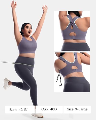 Image of Adjustable High Impact Sports Bras Molded Cup Plus Size Bra for Large Bust Women Running Workout Gym Fitness