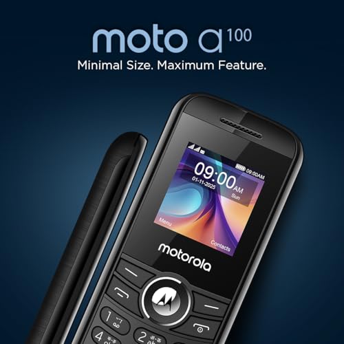 Image of Motorola All-New A100 Single Sim keypad Phone | 2 Years Replacement | Long Lasting Battery | Loud Sound | Wireless FM | (Black)