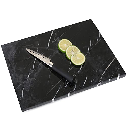 Herfeceal Marble Cutting Board, Marble Pastry Board Serving Tray Plates For Cheese Rolling Dough, Non-Stick Marble Slab With Non-Slip Rubber Feet For Cake Display, Black 12"X16" #TOP1