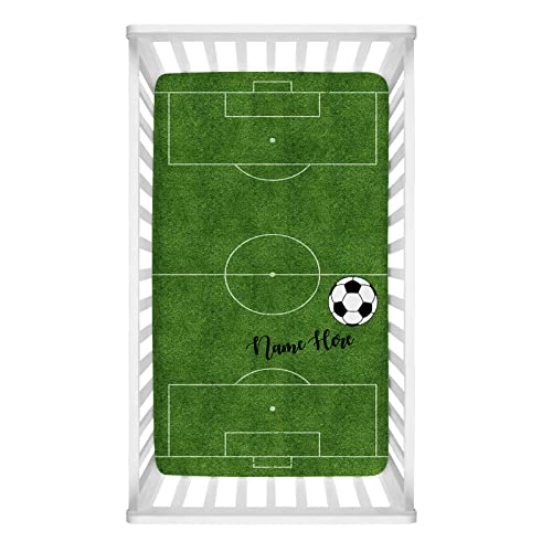 Customized Football Baby Crib Sheets for Boys, Personalized Stretch Fitted Crib Mattress Sheet with Name, Nursery Soft Breathable Bedding Sheet, Standard Size 28”x 52” x 8”