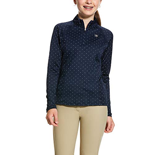 ARIAT Kid's Sunstopper 2.0 1/4 Zip Baselayer Navy_Dot Size Medium