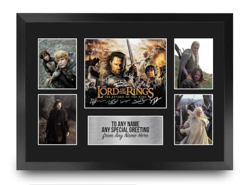 Image of HWC Trading Lord of the Rings 3 Return Personalised Gift - Signed Autograph Picture, Framed A3 Film Photo Display with Custom Name Message for Birthday Christmas Wedding