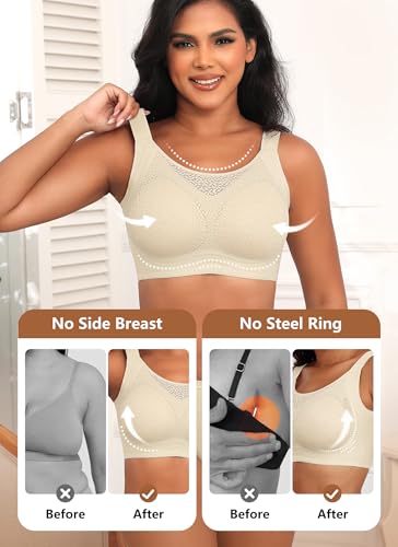 Image of Xcutting Lace Women's Seamless No Underwire Bra Soft Wireless Comfort Bralettes Full Coverage Bralette Everyday T-Shirt Bra