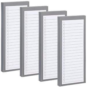 Magnetische Notizblöcke für Kühlschrank, 200 Blatt, Einkaufsliste, großer Magnetblock für Kühlschrank, Vollmagnetrückseite, magnetische Notizblöcke für Einkaufsliste, To-Do-Liste (Grau, 4 Stück)