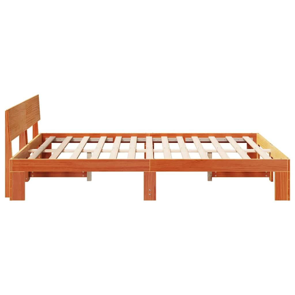 Lite drewno sosnowe minimalistyczny stelaż 25.4 Brązowy 160 x 200 cm