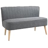 HOMCOM Sofa 2 Sitzer Couch, Kleine Loveseat mit Leinen-Optik Modern Polstersofa für Wohnzimmer, Schlafzimmer, kleinen Raum, Grau 117 x 56,5 x 77 cm