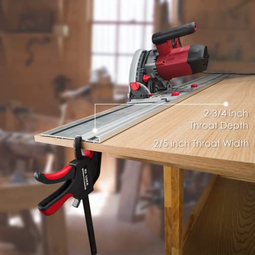 Track Saw Clamp, KITLUCK Track Saw Guide Rail Clamp for Woodworking, Quick Release Clamp for Circular Saw Guide Rail System, 6\" Clamping Thickness, Universal Wood Track Clamps for Woodworking-2 Pcs