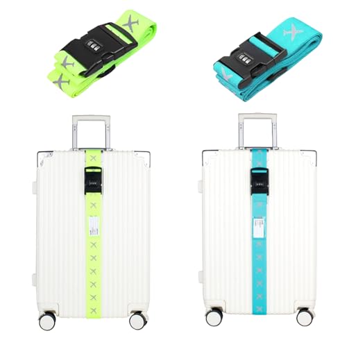 GWAWG Sangle Valise Voyage avec Code, 2 PCS Sangle pour Ceinture Valise Voyage Sécurité, Protege De Voyage Soute avec Couleurs Vives