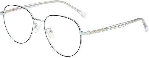 ANRRI Gafas de luz azul para hombres y mujeres, marco de lentes de metal redondo retro con bloqueo UV para computadora