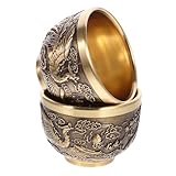 TOYANDONA 2 Piezas Copas de Cobre Retro y Vino Tazas Decorativas con Dragón y Fénix Estructura Estable y Ligera para Hogar y Celebraciones