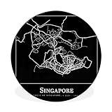 Wandbild Rund Wanddeko Deko Wohnzimmer Bilder 140x140 cm Singapur - Karte - Stadtplan