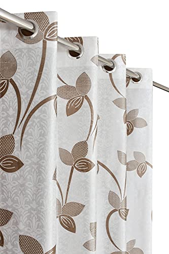 Image of Long Door Heavy Quality Print Curtains 9 Feet Long | High Tenacity Yarn Polyester Curtains | Premium Screens for Home Office | Prada for Living Room Bedroom | (Brown, 1pc)