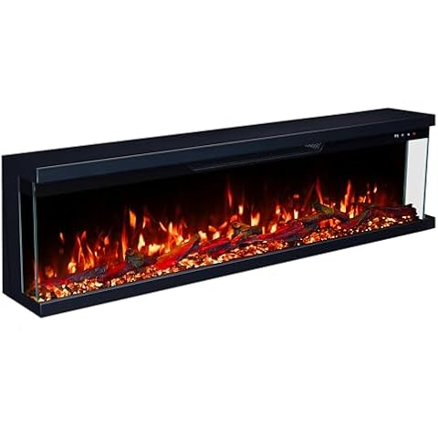 Valine Fires 3-Sided Panoramic Electric Freestanding Fireplace Heater 72"/183cm Cover