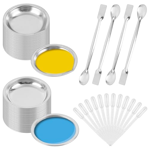 Worldity 60 Pcs Stainless Steel Paint Tray Palette, Mental Small
