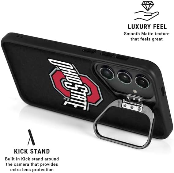 Skinit Kickstand Phone Case Compatible with Galaxy S24 Plus - Officially Licensed Ohio State University OSU Buckeyes Black Design