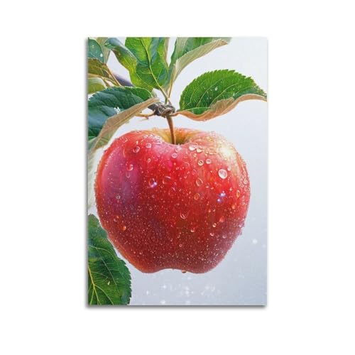 Poster suspendu pomme rouge 60x90 cm pour apporter de la couleur sur mur blanc