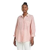 Universal Thread Women's Long Sleeve Boyfriend Fit Linen Button-Down Shirt - (as1, Alpha, x_s, Regular, Regular, Pink)