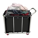 460L Industrieller Wäschewagen auf Rollen, Schwerlast-Edelstahl Gewerblicher Wäsche-Trolley mit abnehmbarem Einsatzbeutel, Großraum-Sorter für Fabrik- und Hotelgebrauch, robuster Wäschekorb