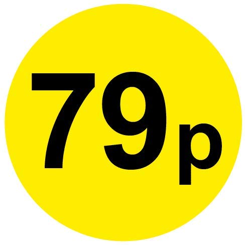 Permanent Adhesive - Black & Yellow 30mm Price Stickers/Labels from 10p to £5.25, 200, 79p — image 1