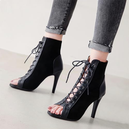 Image of UTIKLIOU Women's Mesh Sandals Peep Toe High Top Sandals Lace Up Summer Boots Buckle Strap Party Sexy Pump Shoes Open toe