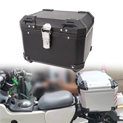 Coffre de rangement casque moto 45L en ABS noir universel avec serrure de sécurité