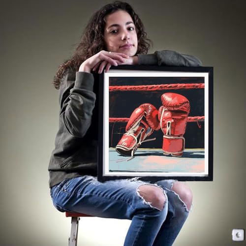 Beaudio Sports Series Diamond Painting Kits for Adults- Boxing Gloves 2 in The Ring Art Print - DIY Round Full Drill 5D Diamond Art for Home Wall Decor (11.8x15.7inch)