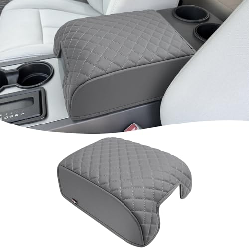 KBH Center Console Armrest Cover for F150 2004-2014, Ford Expedition 2007-2017, Lincoln Mark LT 2006-2008, Middle Console Protector, Vinyl Leather Trim, Gray (Fits Bucket Seat Console Only)