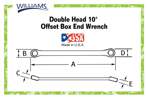 Williams Bwm-1315 13 By 15 Millimeter Double Head 10-Degree Offset Box End Wrench #TOP3