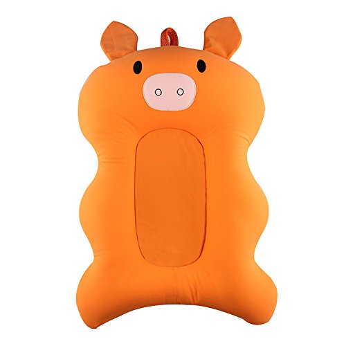 Tampon de bain pour bébé Baignoire Moonvvin, coussin de bain flottant pour bébé et coussins de bain pour nouveau-nés (porc orange)