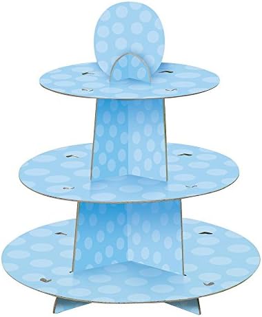 Unique Party 90399 - Blue Polka Dot Baby Shower Cupcake Stand