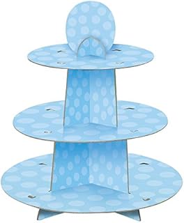 Unique Party 90399 - Blue Polka Dot Baby Shower Cupcake Stand