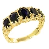 Frais d'expédition gratuits Magnifique Bague Saphir Or jaune (9 carats) - Pierres Précieuses 100% Véritables - Style Victorien-Taille 52 -Tailles 50 à 64
