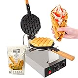 GorillaRock Bubble Waffle Maker Electric Non Stick Egg waffle machine 360 Rotated Stainless steel (110V)