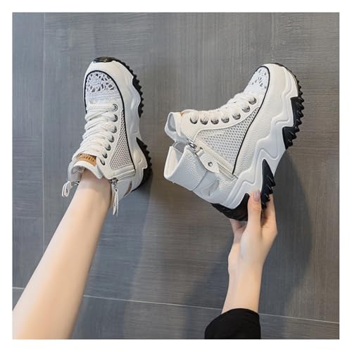 Lightweight Dad Chunky Sneakers for Women Leather Lace Mesh Platform Wedge Sandals Zipper High Top Summer Comfort Shoes3