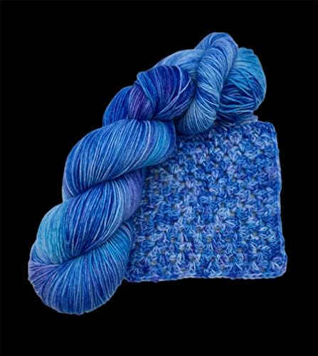 4 Ply Yarn Wool Hand Dyed 100g Skein Hank 75 Percent Merino Wool 25 Percent Nylon Knitting Crochet Hydrangea, Blue, Lilac