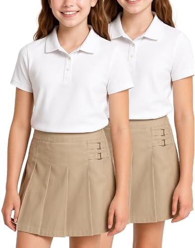 dELiA*s Girls Skorts - 2 Pack Breathable Pleated Twill School Uniform Skirts for Girls with Built-in Shorts (Sizes 4-16)
