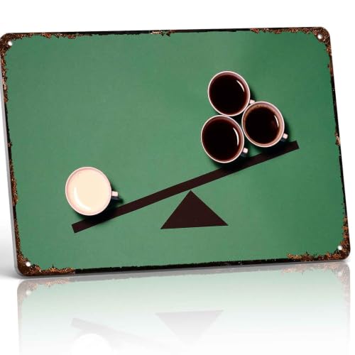 Milk Coffee Seesaw Coffee Bar Metal Sign 8 x 12 Inch