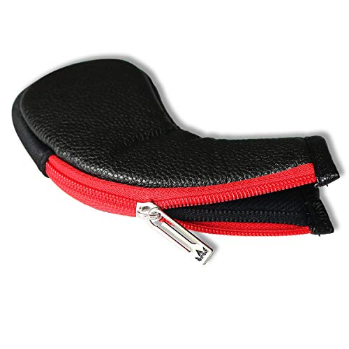 CRAFTSMAN（クラフトマン）ゴルフアイアンカバー ウェッジカバー ファスナー開閉 ロングネック セット 11枚入り（4～9、P、A、S、L、X） ヘッドカバー クラブカバー カラフル数字番号刺繍 合成レザー製 ブラック レッド 6枚目