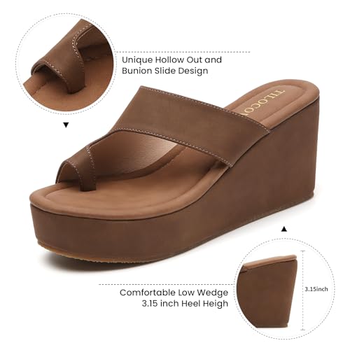 Image of Tilocow Wedge Bunion Sandals for Women Platform Slipper High Heel Wedge Flip-Flop Light Weight Ladies Shoes