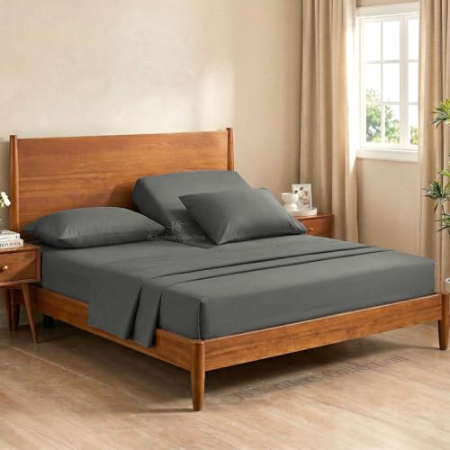 Split Head Flex King 4 Piece Sheet Set 39" Top, Egyptian Cotton, Dark Grey