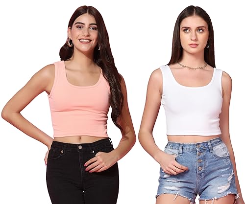 Image of TOPLOT Women's Solid Ribbed Round Neck Sleeveless Slim Fit Tank Top (5069)
