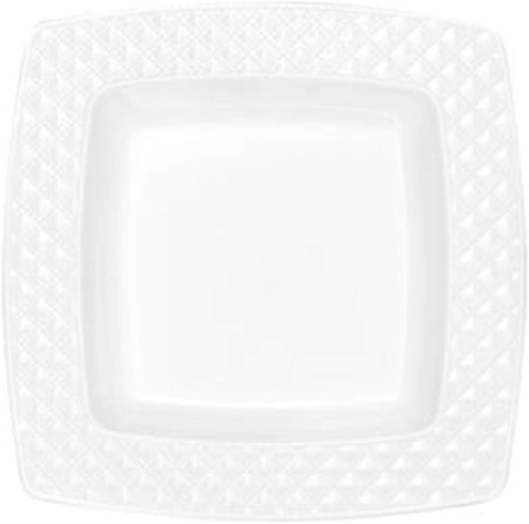 TigerChef White & White 6.2" Salad/Dessert Plates Diamond Design Collection Pack Of 100